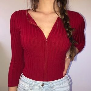 It’s Our Time Zipper Red Top